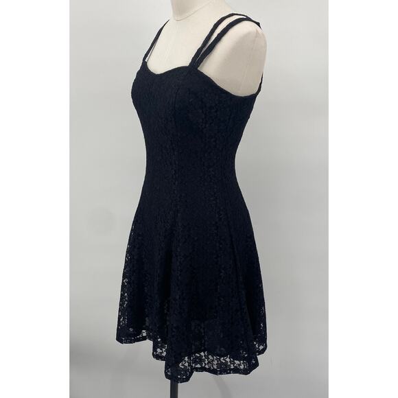 Vintage All That Jazz Lace Dress Fit & Flare Sweetheart Neck Mini Black size XS - Picture 3 of 7